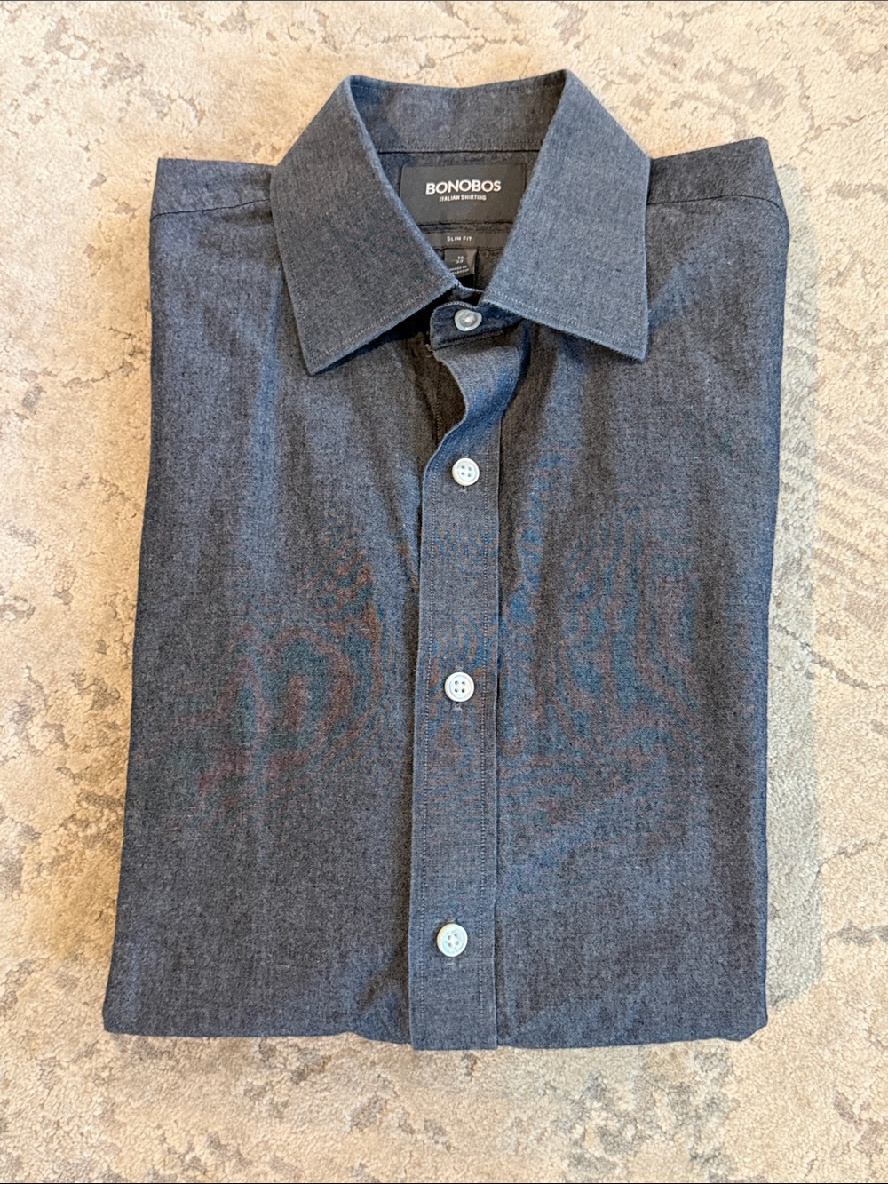 Bonobos Men's Blue Chambray Button-Up Dress Shirt Slim Fit